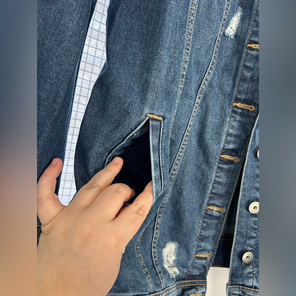 Torrid Distressed Denim Jacket - Picture 3 of 8